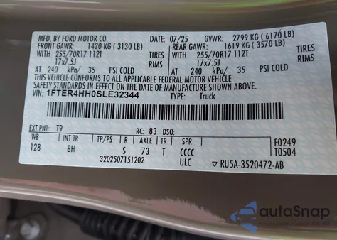 2025 Ford Ranger Xlt from USA, damaged, VIN 1FTER4HH0SLE32344